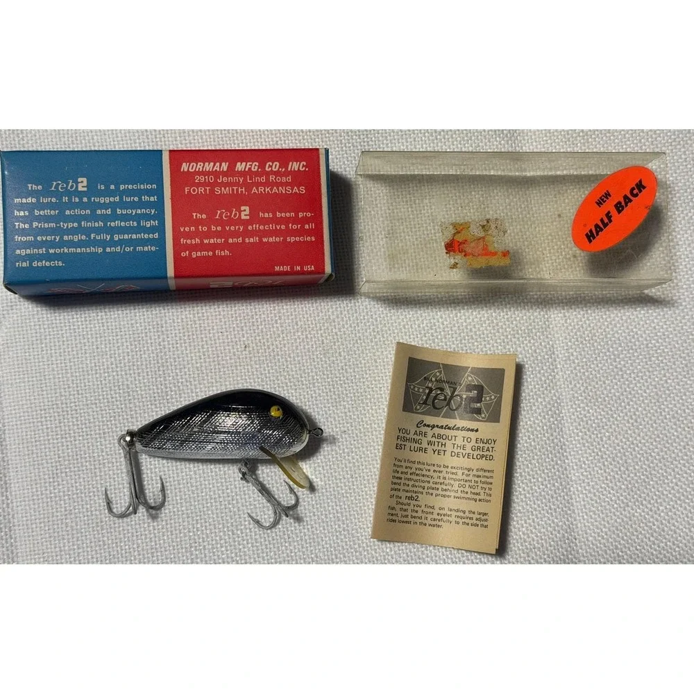 Vintage Bill Norman Reb 2 Fishing Lure Half Back Prism Finish with Original Box